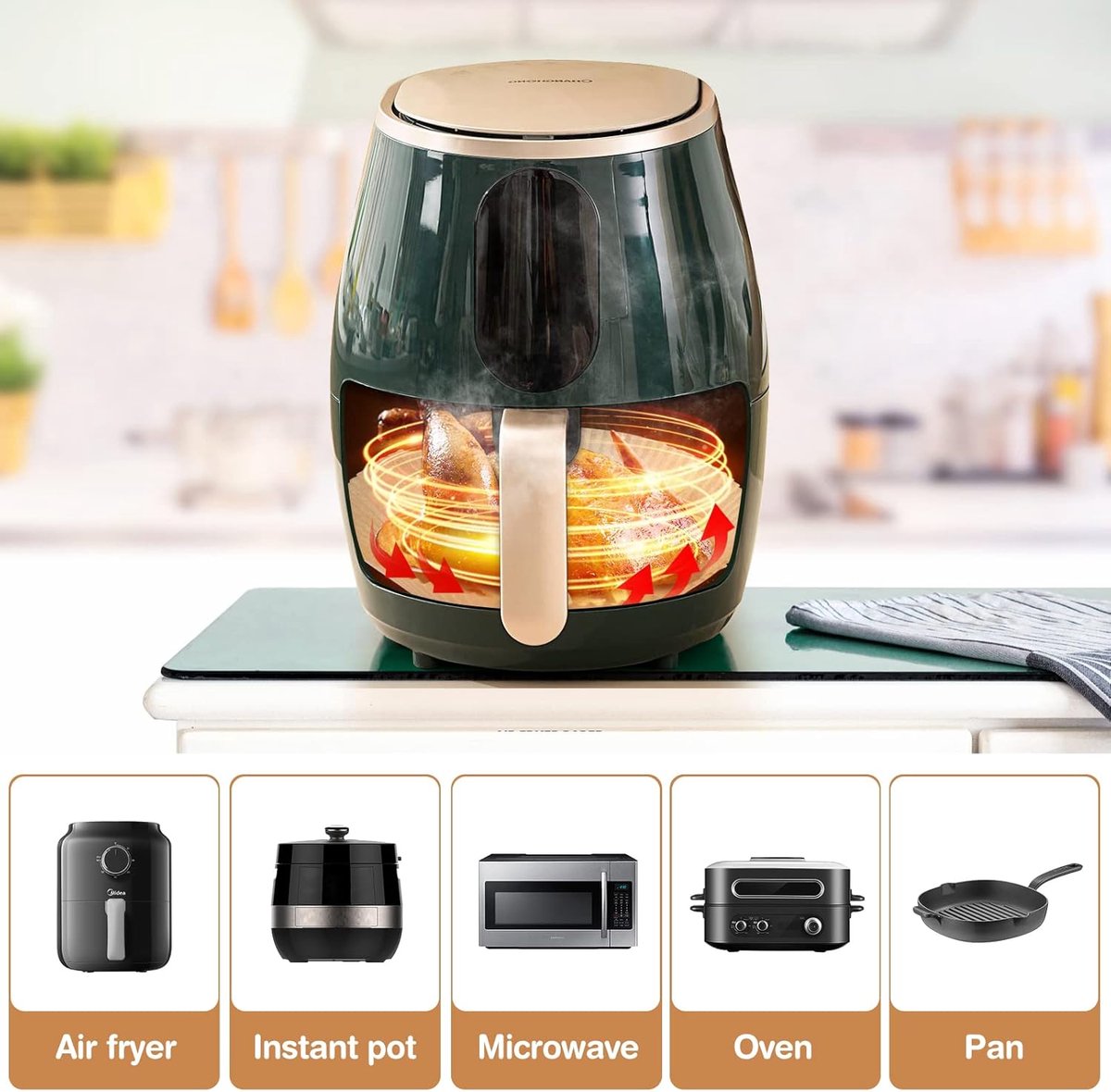 Airfryer Paper (100 sheets) - Airfryer Paper Mat 20 cm - Non-stick Airfryer Paper - Baking Mat - BPA-free - Suitable for 3-6 litre ovens - Baking Tray - Microwave-safe (square)