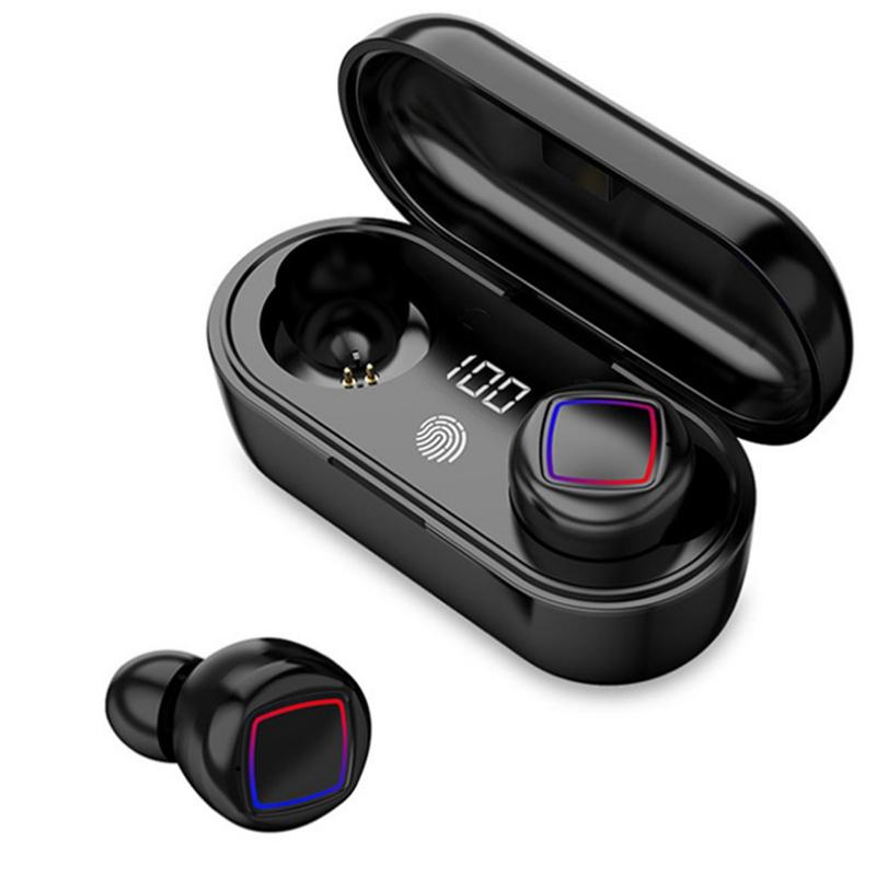 Wireless Fingerprint Touch Earbuds with Led Display and Charging Case - White