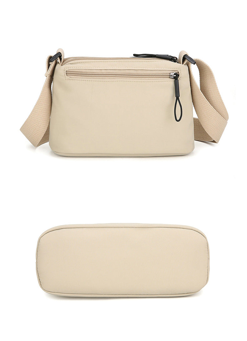 Black Lightweight Multi-Layer Crossbody Bag for Women – Compact, Water-Resistant Nylon Shoulder Bag with Adjustable Strap