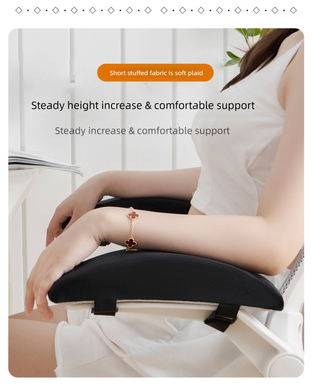 A pair of Ergonomic Chair Armrest Pads High Density Foam Elbow Support Cushion Grey Curved Design for Office & Gaming Chairs Relief Pressure Non-Slip Cover