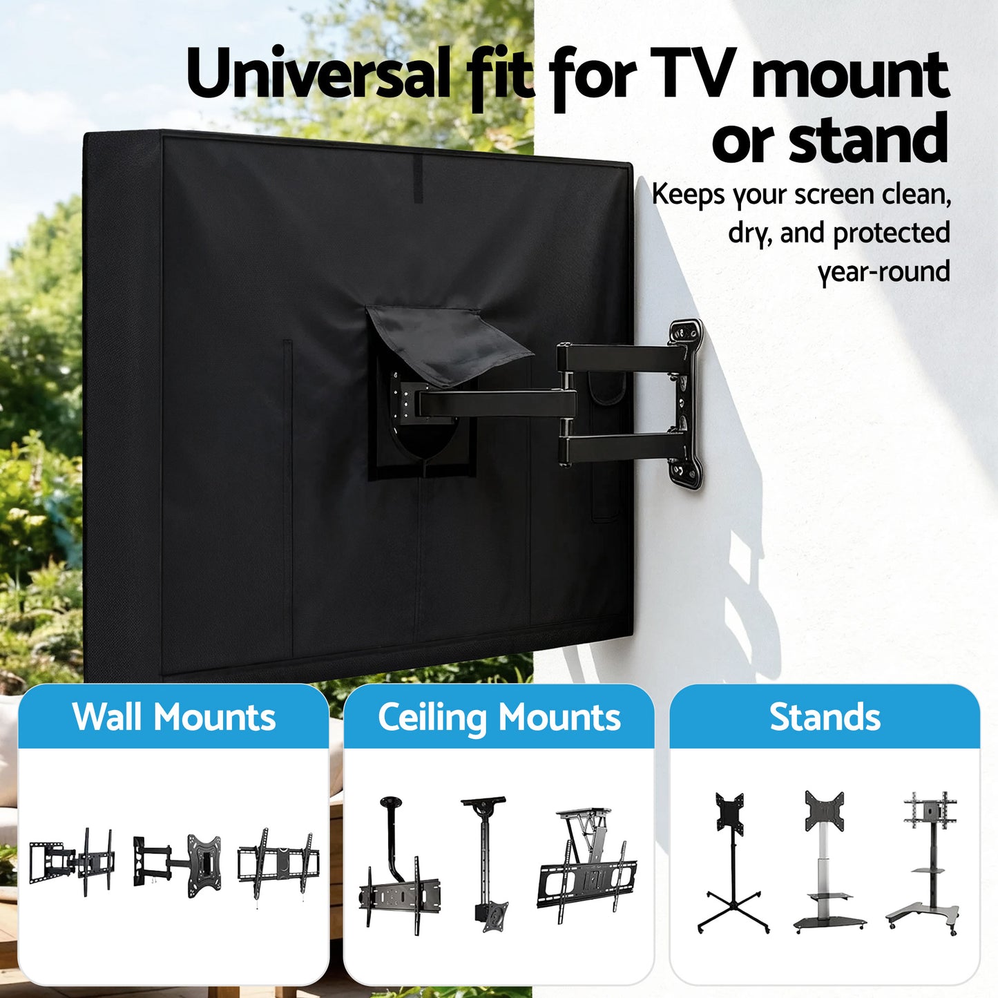 Artiss 55-58 Inch TV Cover Waterproof Outdoor Patio Flat Television Protector