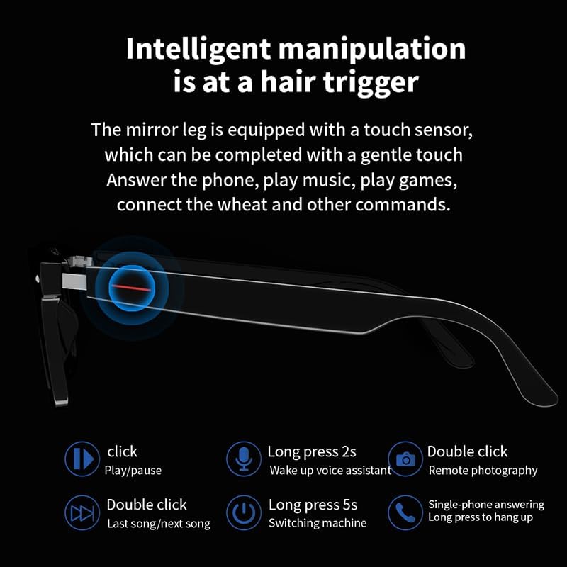 AI Smart Translation Glasses: 110+ Languages, Photochromic Lenses, Bluetooth – Ideal for Travel, Business & Daily Use（black）