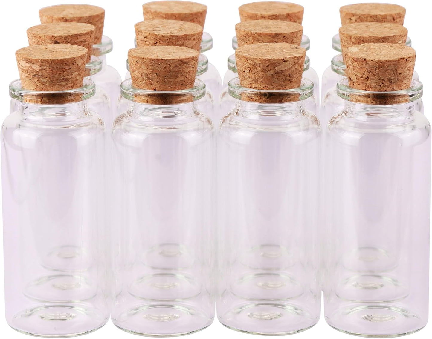 30ml Cork Stoppers Glass Bottles, Small Jars for Candy Wishing Bottle Wedding Favors (12 Sets)