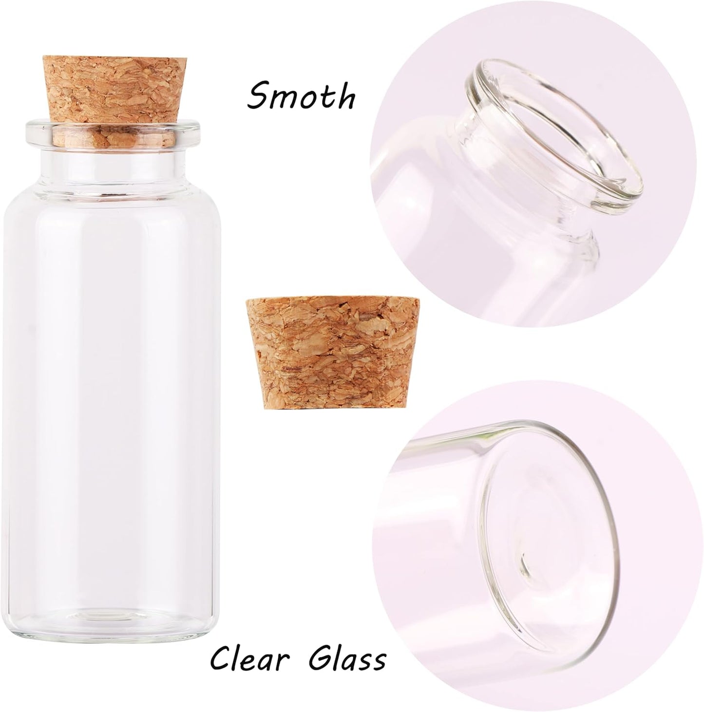 30ml Cork Stoppers Glass Bottles, Small Jars for Candy Wishing Bottle Wedding Favors (12 Sets)