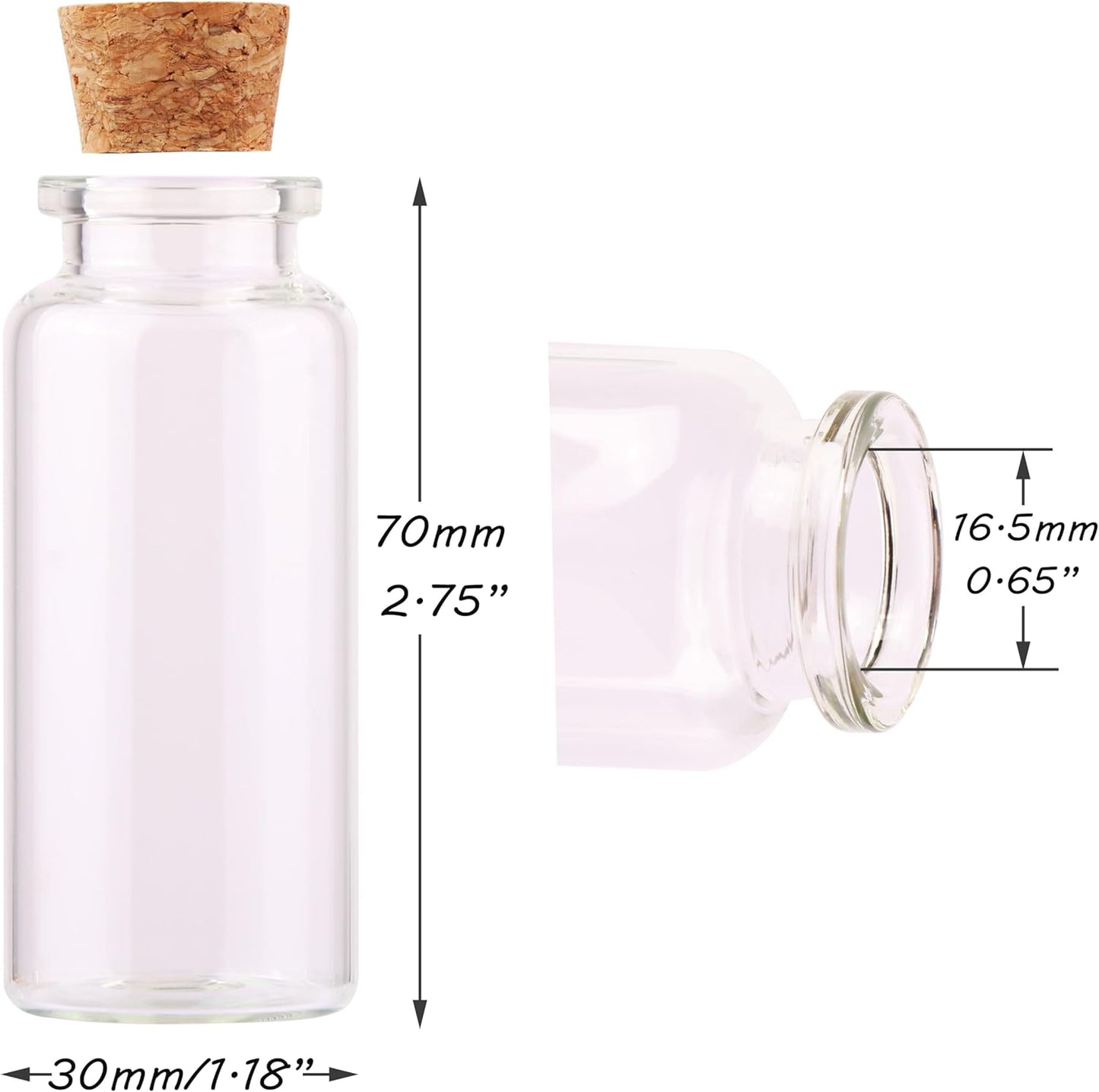 30ml Cork Stoppers Glass Bottles, Small Jars for Candy Wishing Bottle Wedding Favors (12 Sets)