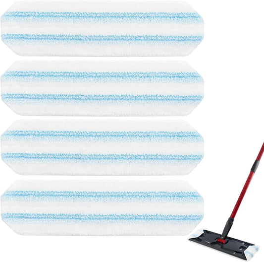 4-Pack Replacement Mop Pads for O-Cedar H2pro Flat Mop System & Vileda | O'Cedar H2 Pro Microfiber Mop Heads Replacements | Washable Reusable Refills | Safe on Wood, Tile, Vinyl Floors