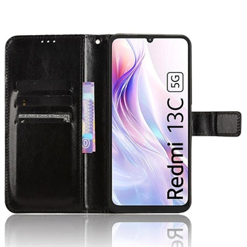Xiaomi Redmi 13C 5G Poco M6 Magnetic Flip Wallet Case Black