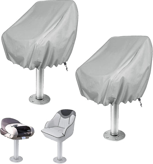 Waterproof Outdoor Pedestal Pontoon Boat Captain Bench Chair Covers 2-Pack Oxford Fabric