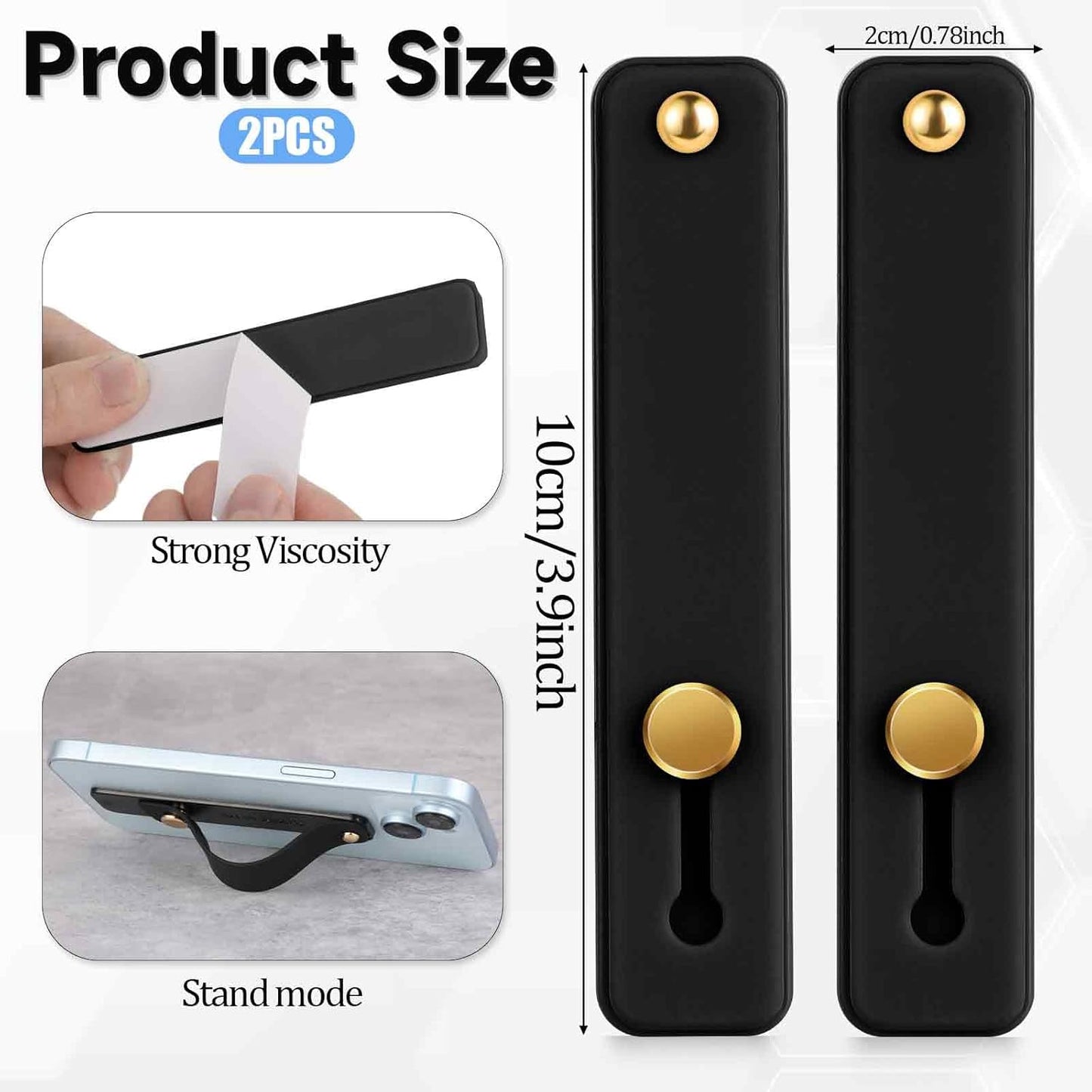 2 Pcs Phone Loop Finger Holder Universal Phone Strap Portable Phone Grip Phone Finger Strap Loop for Phone Case Phone Holder for Hand Phone Grips for Back of Phone Suitable Most Mobile Phones(Black)