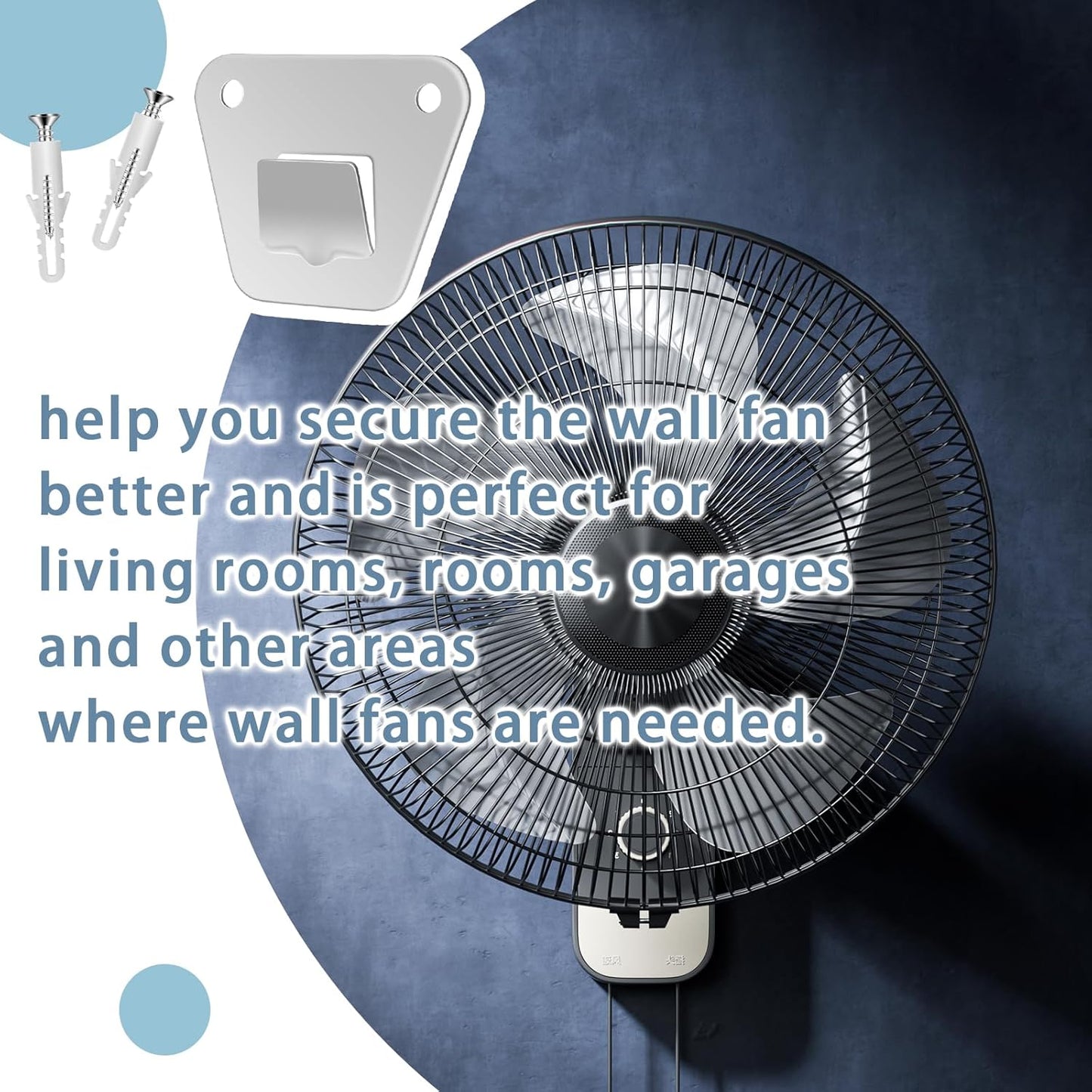 2-Set Wall Mounting Fan Bracket, Heavy Duty Wall Mounting Fan Bracket Holders for Oscillation Fans Solid Steel Fan Wall Mount Bracket with Fastening Screws for Wall Fan Mounting Bracket