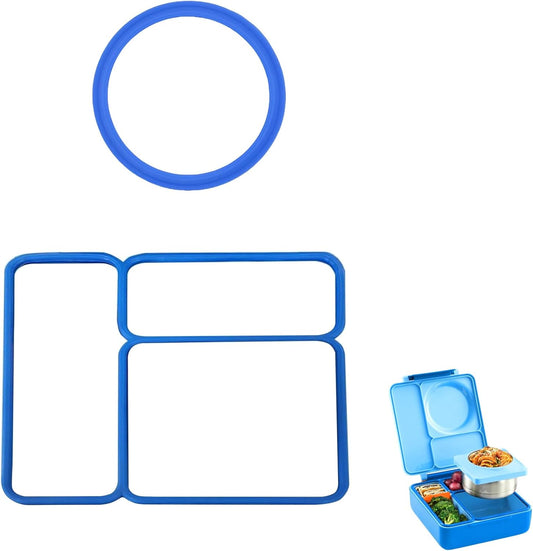 Vacuum Bottle Seal Gasket and Lid Seal Gasket Suitable For OmieBox - bento box accessories - Food-Safe Silicone Rubber (Blue) - Lunch Box NOT Included - Compatible with omie lunch box
