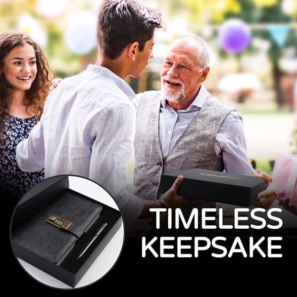 Vintage Lock Diary with Password Protection, A5 PU Leather Journal, 22 x 14.7 cm, 240 Pages, Includes Pen and Gift Box