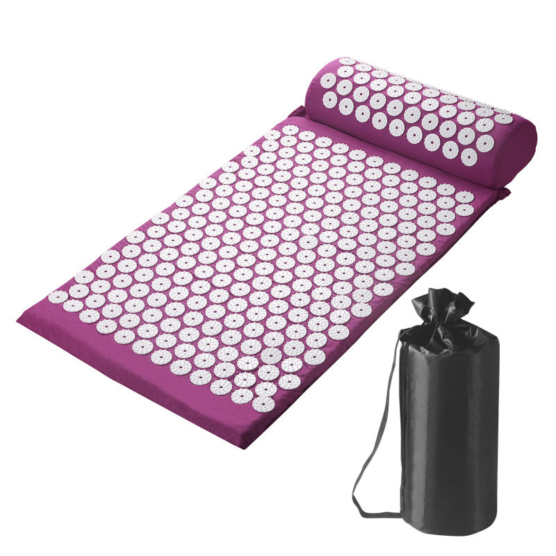 Acupressure Mat and Pillow Set with Bag for Neck Back Pain Muscle Relaxation Stress Relief Sciatica Pain Relief - Purple