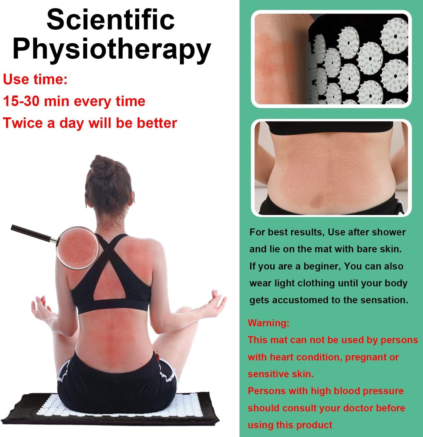 Acupressure Mat and Pillow Set for Neck Back Pain Relief, Muscle Relaxation, Stress and Sciatica Relief - Pink