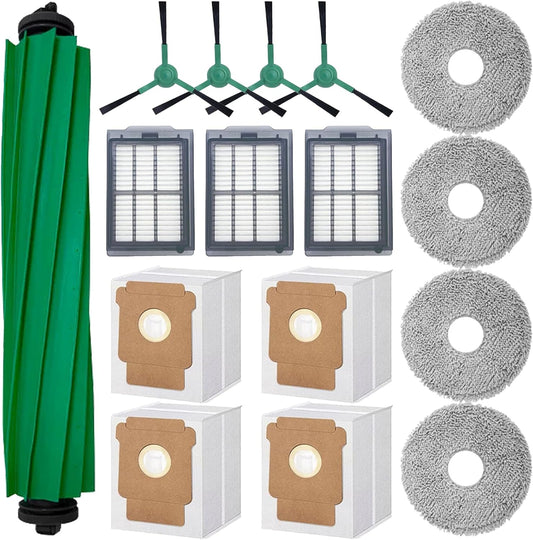 16-Piece Replacement Parts Kit for IRobot Roomba 505/405 Combo Robot Vacuum Cleaner, Main Brush ×1, Side Brushes ×4, HEPA Filters ×3, Cleaning Cloths ×4, Dust Bags ×4