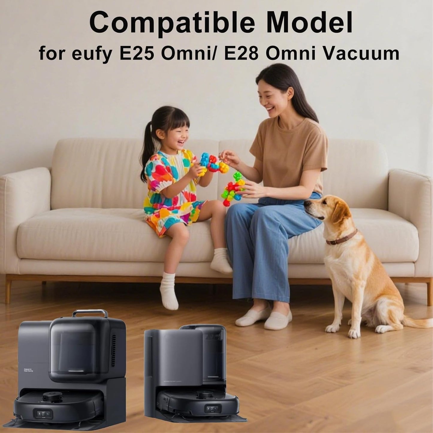 17 Pack Replacement Parts Kit for eufy E25 Omni / E28 Omn Robot Vacuum, 1 Set Main Brush, 2 Roller Mop, 6 Side Brush, 4 HEPA Filter, 4 Dust Bag