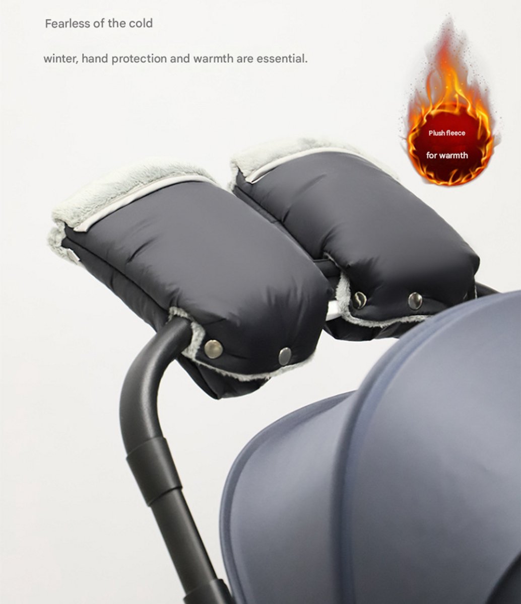Warm gloves for strollers - water-repellent gloves for winter and snowy days - cold-resistant gloves for strollers - windproof and thickened (black)