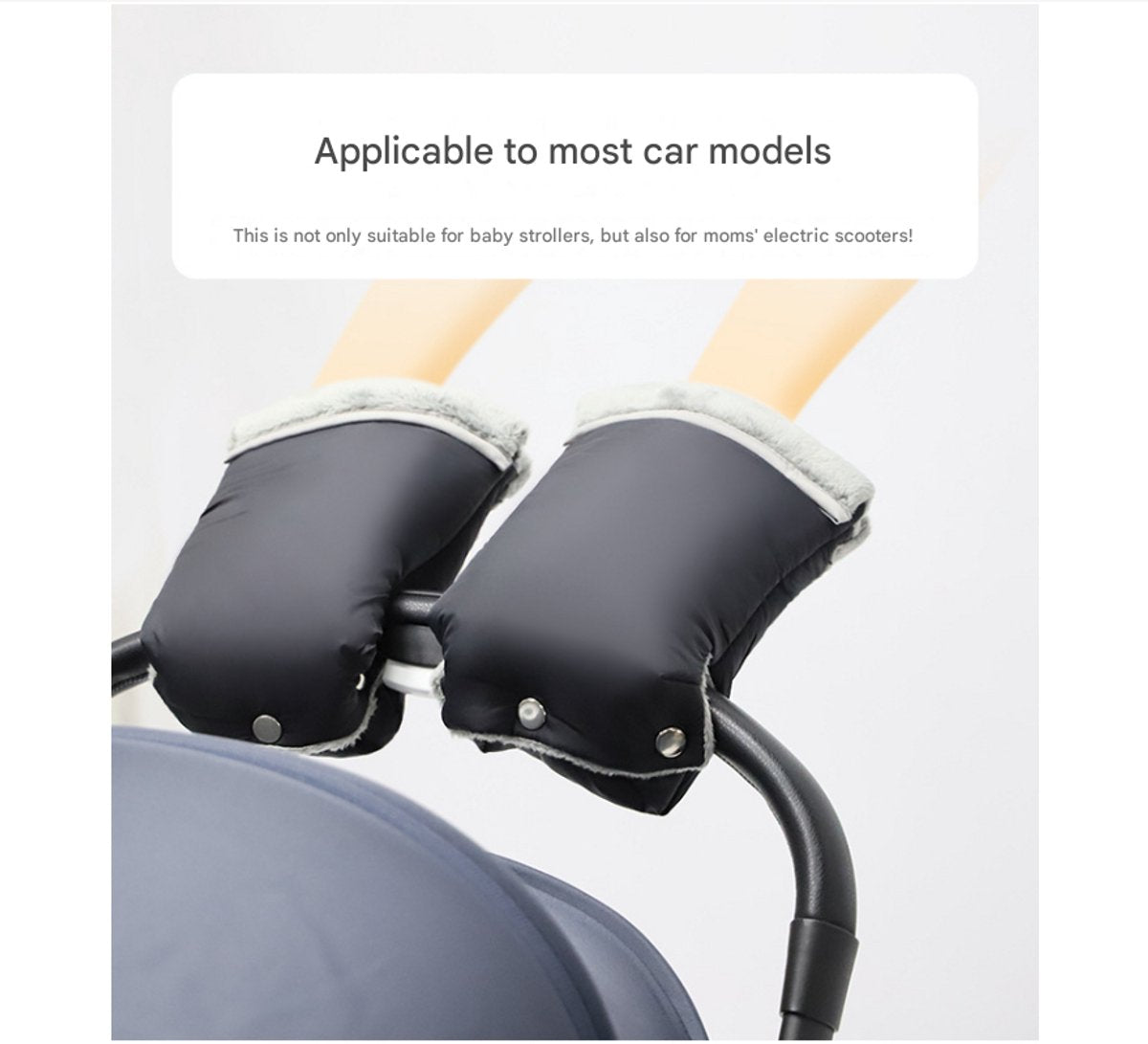 Warm gloves for strollers - water-repellent gloves for winter and snowy days - cold-resistant gloves for strollers - windproof and thickened (black)