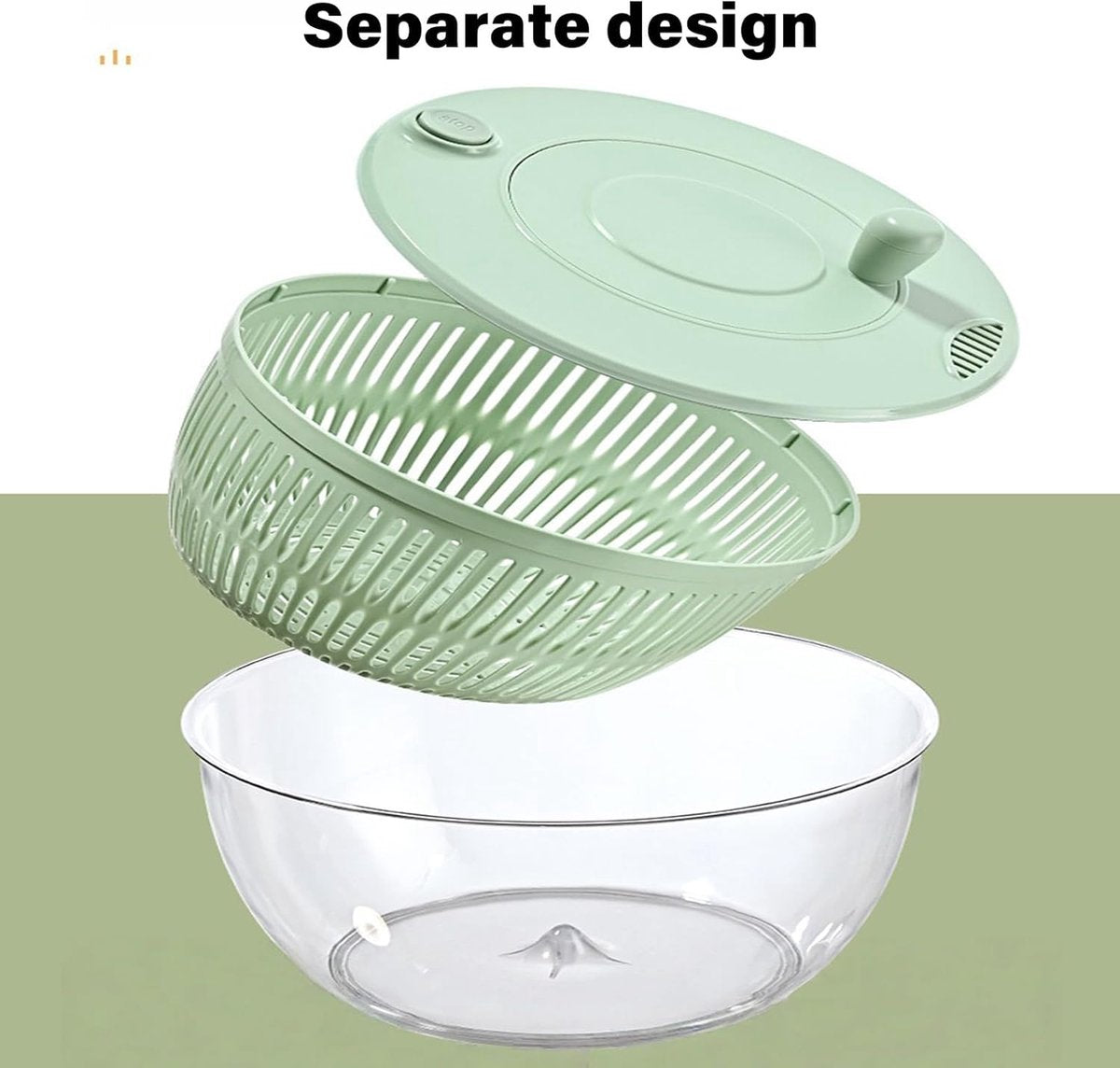 2-in-1 Double Decker Vegetable Dryer - Fruit Salad Drainer - Six Replaceable Blades - Salad Dryer - Double Decker Basket Kitchen Appliance - Double Decker Vegetable and Fruit Washer