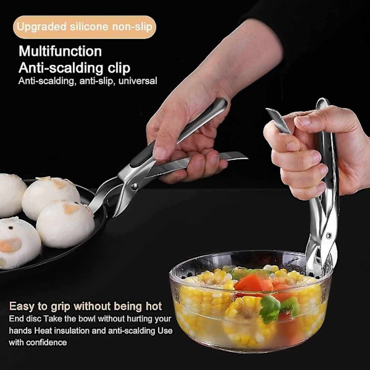 Anti-burn clip - two-piece plate clip - insulation material for the air fryer handle