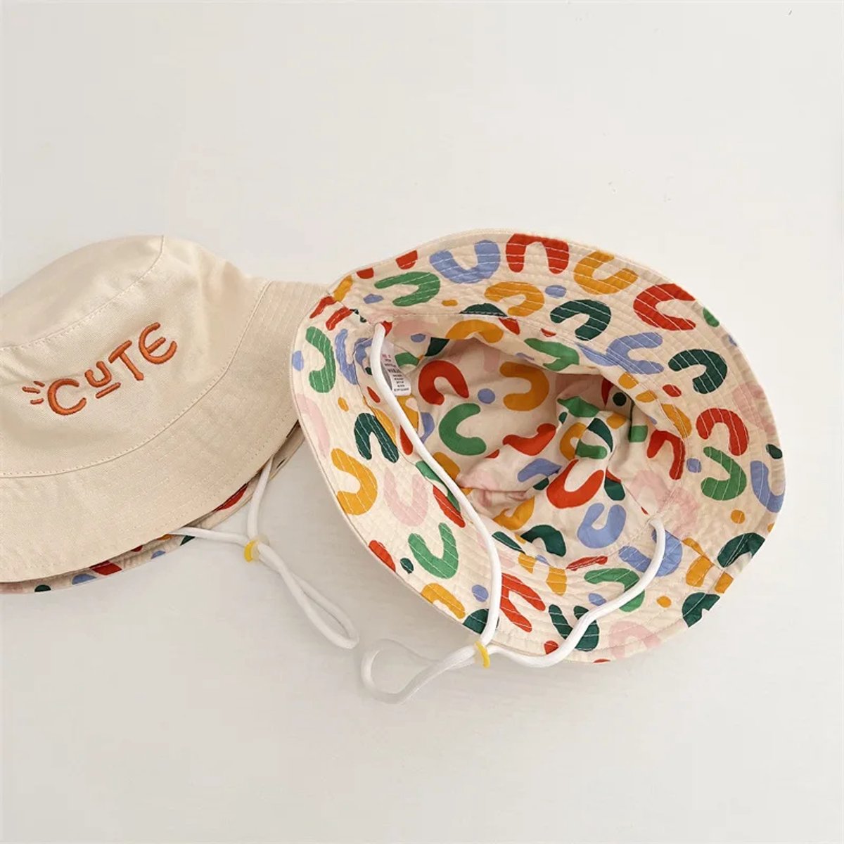 Baby Hat - Reversible Summer Hat - Summer Hat with Embroidered Letters - Size 50
