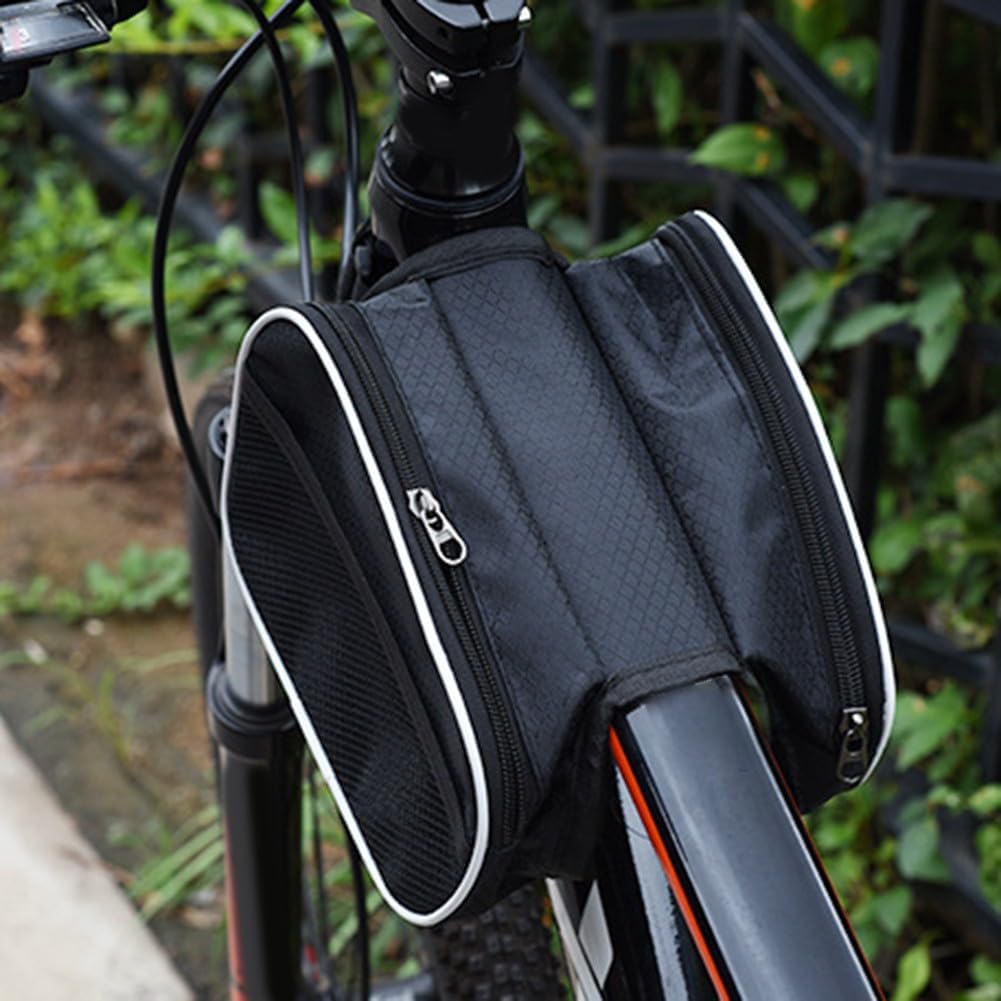 1pc Bike Handlebar Bag, Waterproof Bicycle Frame Handlebar Bag, Cycling Front Top Tube Pouch Pannier, Riding Equipment