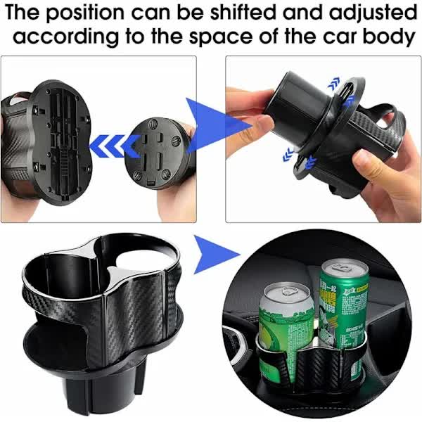 Two-in-one - Multifunctional - Car Cup Holder - Car Cup Holder - Extension Adapter - Rotatable and Adjustable Double Bottle Holder