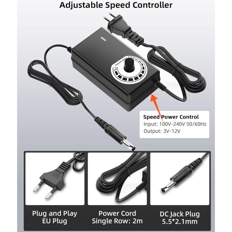 120mm 12V PC Case Fan - Adjustable Wind Speed, AC 220V - 240V Fan, 2750RPM, Laptop PC Fan for TV, Radio, Router