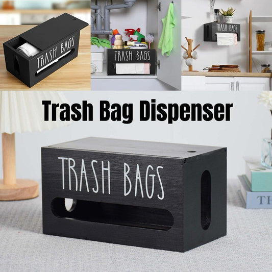 Wooden Plastic Bag Storage Box Hanging Rubbish Bag Organizer Extractable Tissue