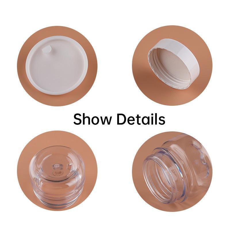 10pcs PET Plastic Cosmetic Bottles Refillable Travel Face Cream Containers - 60ml-Brown+White-Single
