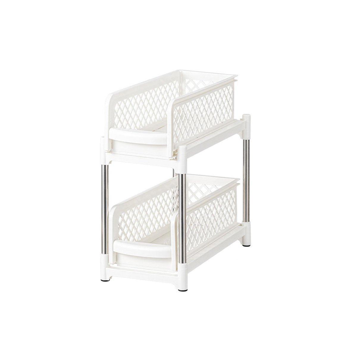 Bathroom Kitchen Sink Storage Rack Drawer Plastic Shelf Seasoning Holder - Grey