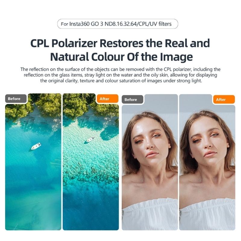 Waterproof Cpl Filter for Insta360 Go 3 / Go 2 with Amagisn Lens - Nd8+16+32