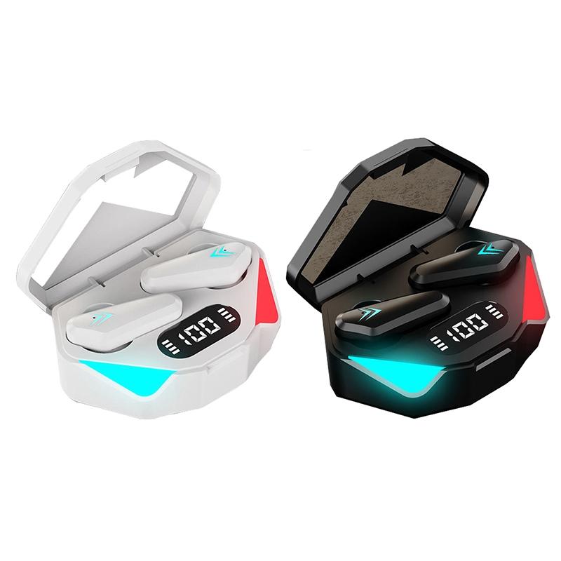True Wireless Gaming Earbuds with Touch Control and Led Charging Case - White
