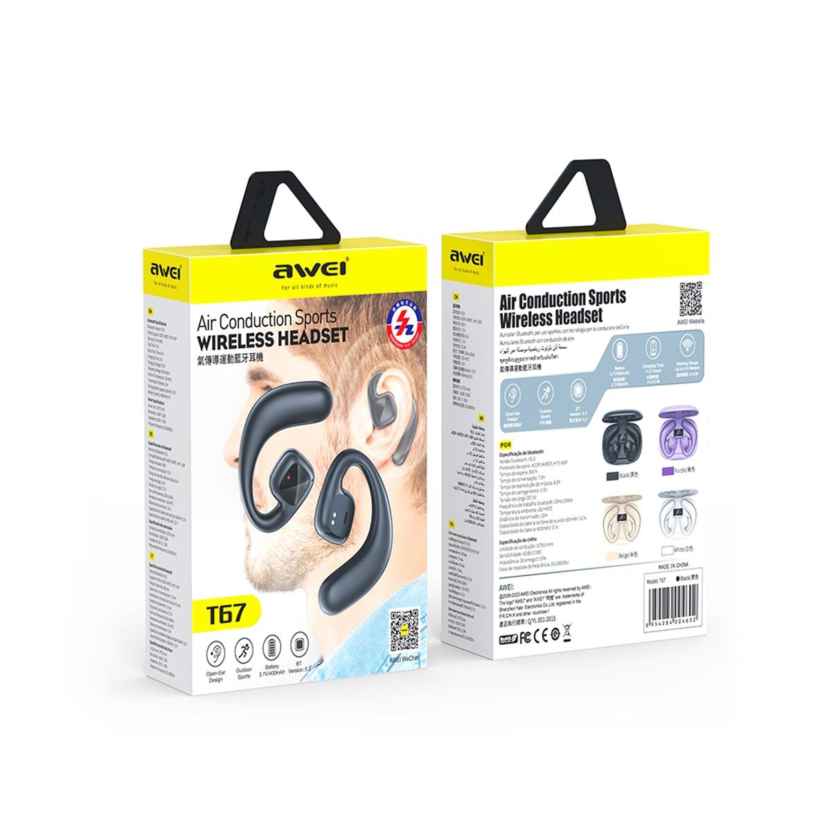 Wireless Tws Bluetooth Earbuds with Air Conduction Technology - Black