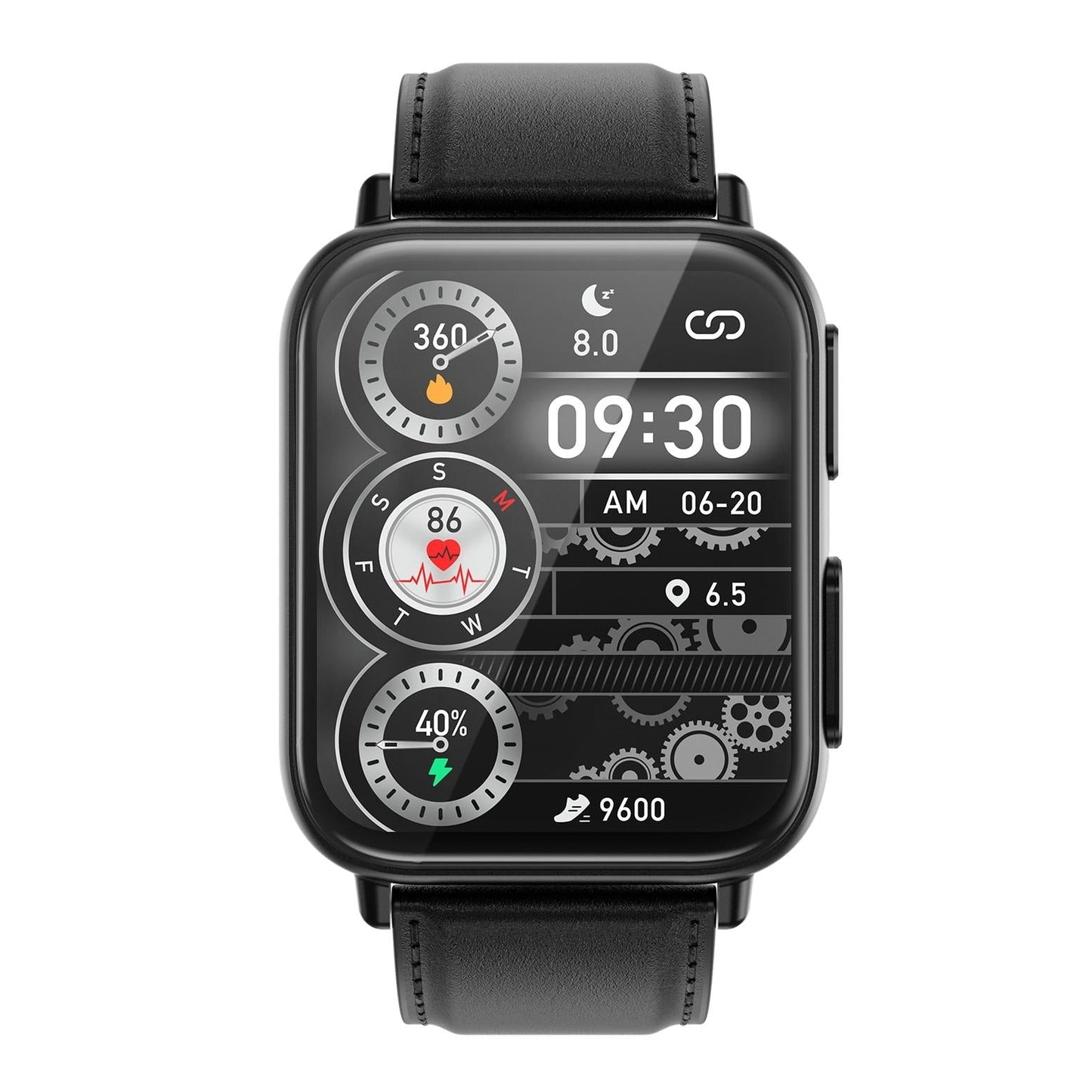 1.91 Inch Waterproof Smart Watch With Ai Diagnosis & Health Monitoring - Black