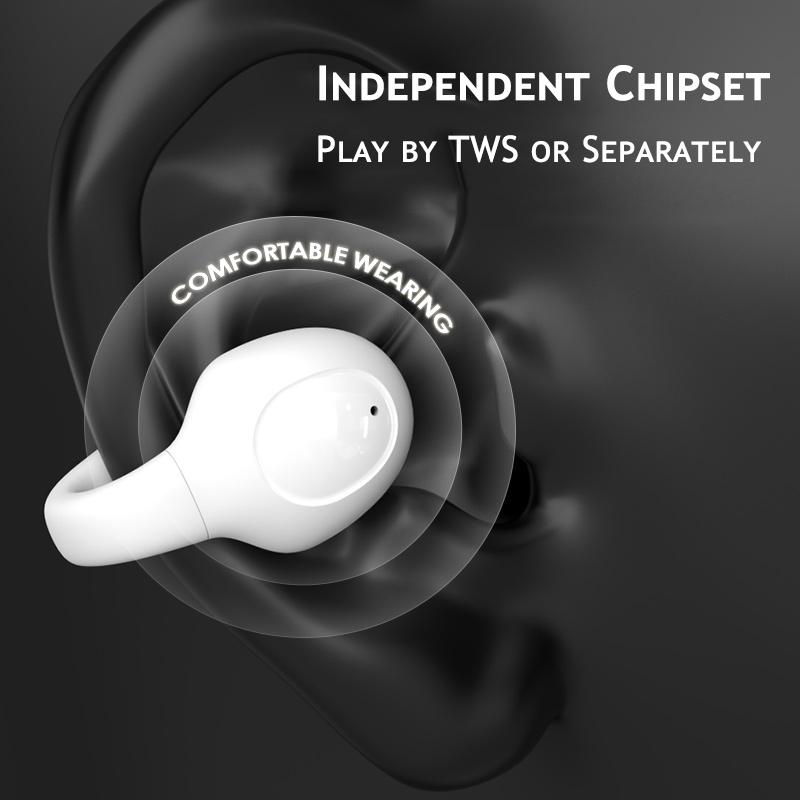 Wireless Bone Conduction Earbuds with Noise Reduction - White