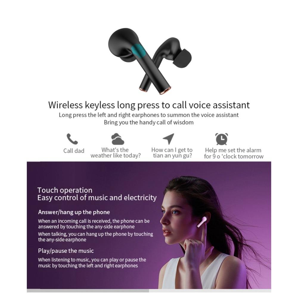 Waterproof Wireless Bluetooth Earbuds with Led Display and Hifi Sound - Black