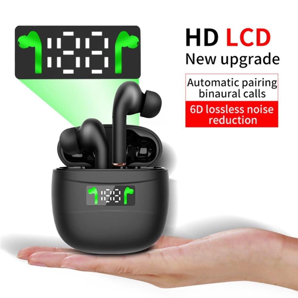 Waterproof Wireless Bluetooth Earbuds with Led Display and Hifi Sound - Black
