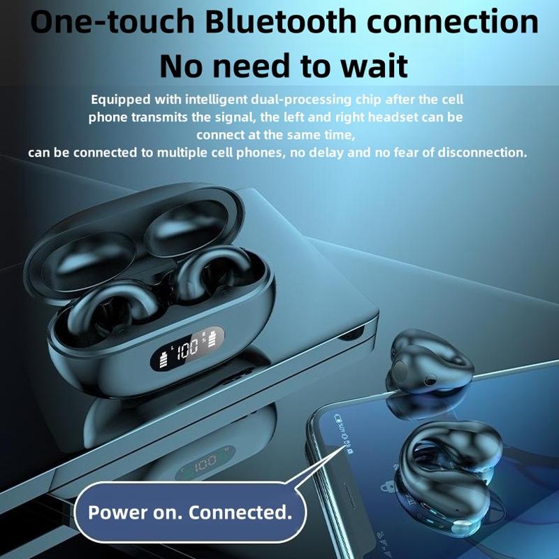 Wireless Noise-cancelling Bluetooth Earbuds with Led Display - White