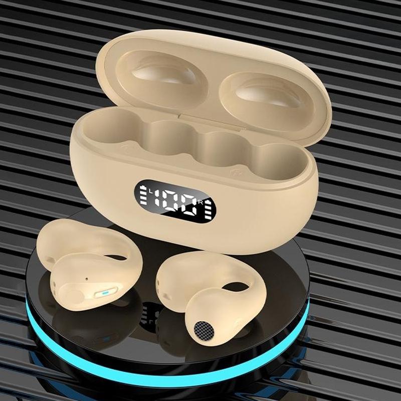 Wireless Noise-cancelling Bluetooth Earbuds with Led Display - White