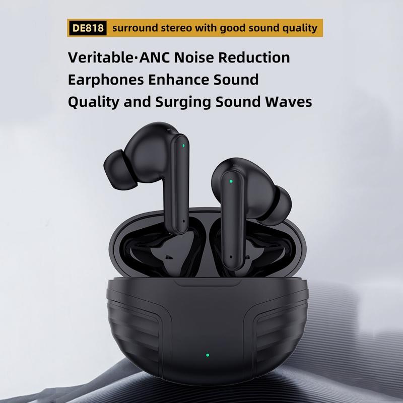 Wireless Noise-cancelling Earbuds with Charging Case - Black