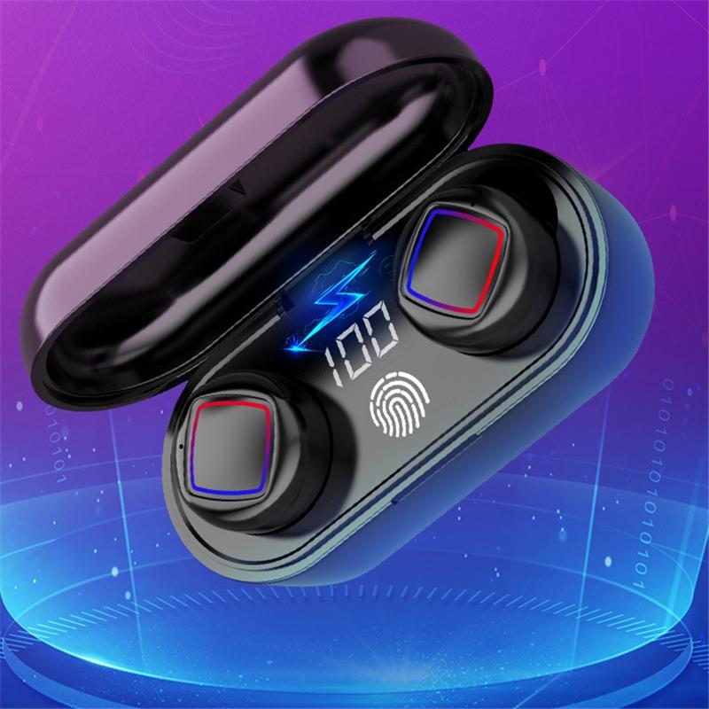 Wireless Fingerprint Touch Earbuds with Led Display and Charging Case - White