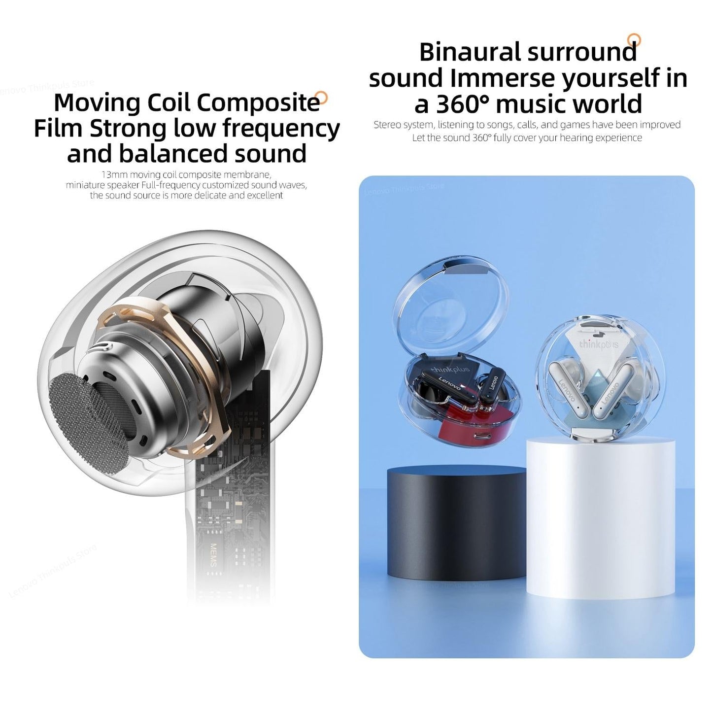 Wireless Bluetooth 5.2 Earbuds with Noise Reduction and Mic - White