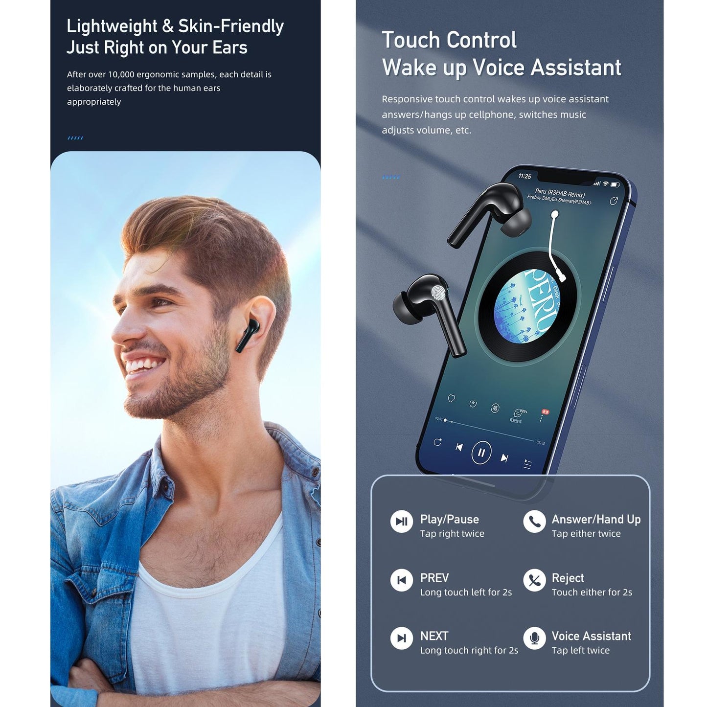 Wireless Earbuds with Charging Case - True Sports - White