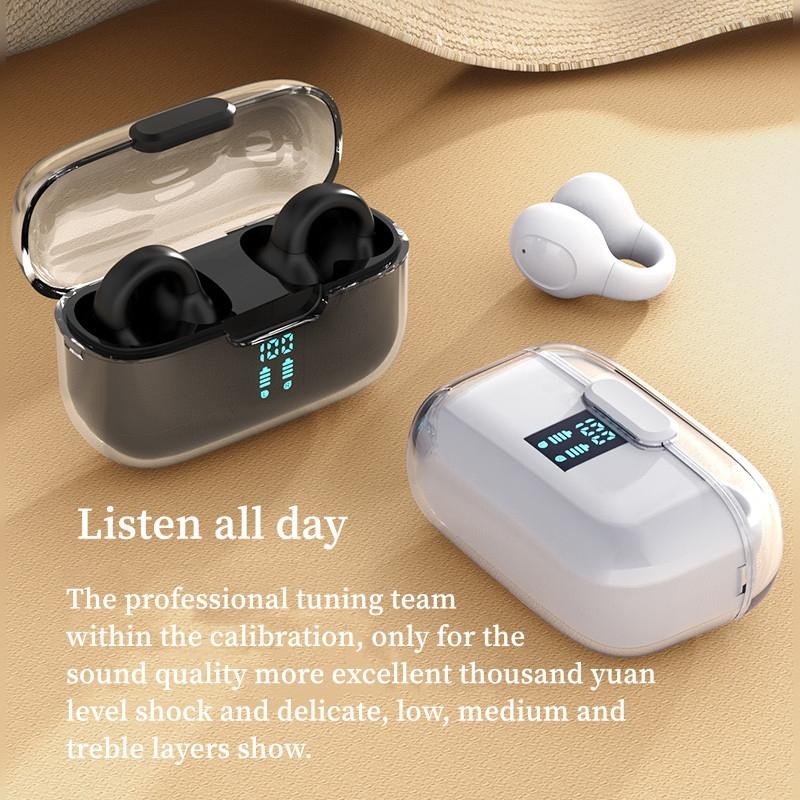 Wireless Bone Conduction Earbuds with Noise Reduction - Black