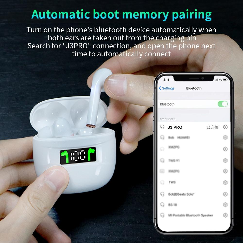 Waterproof Wireless Bluetooth Earbuds with Led Display and Hifi Sound - White