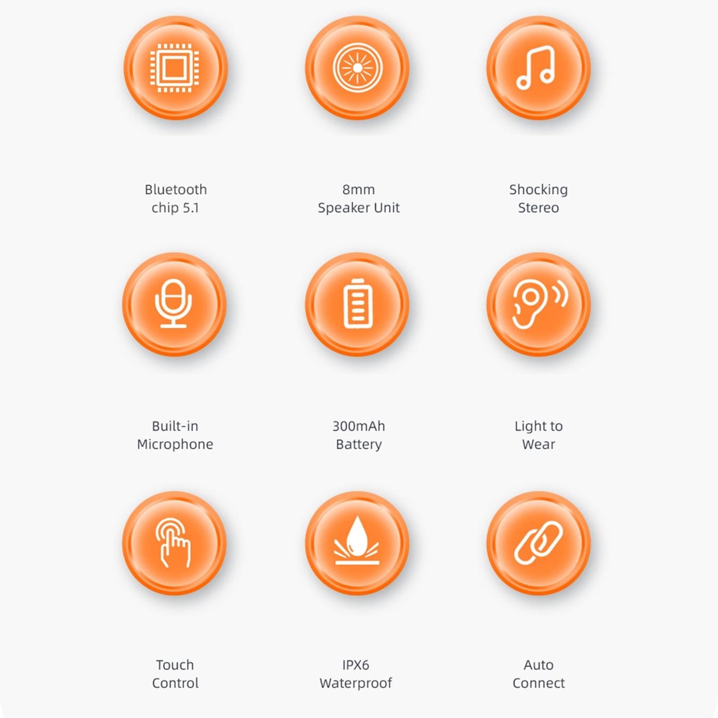 Wireless Sports Earbuds - Bluetooth Lightweight - White