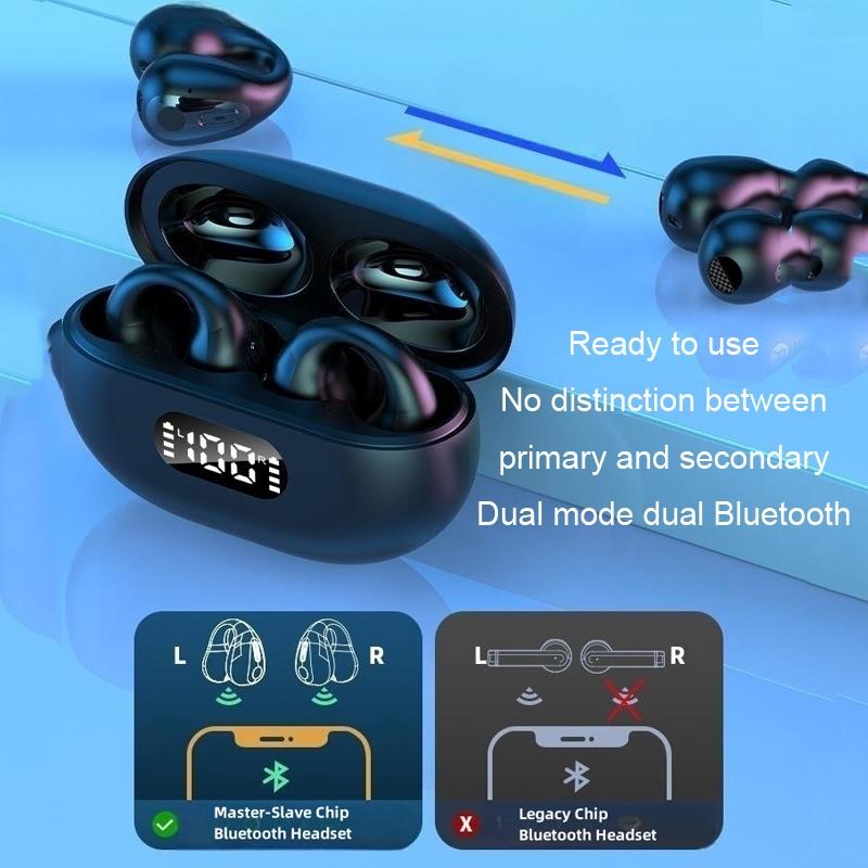 Wireless Noise-cancelling Bluetooth Earbuds with Led Display - Khaki