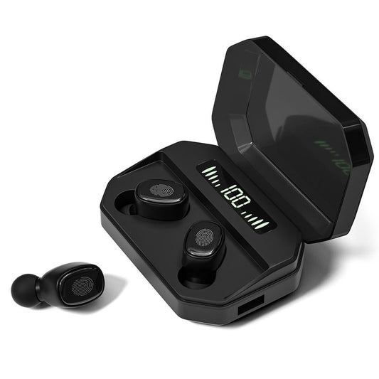 Wireless Bluetooth 5.0 Earbuds with Touch Display & Charging Case - Black
