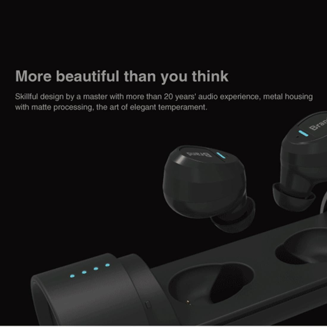 Waterproof Wireless Earbuds with Noise Cancelling and Charging Case - Black
